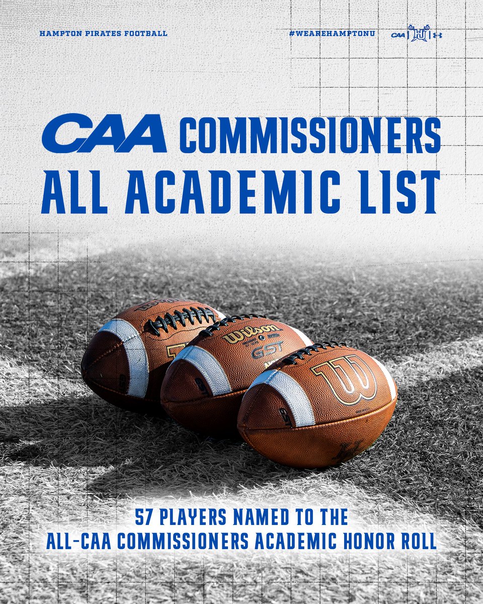 Our student-athletes handling business on and off the field 📚🏈

Nearly 60% of our team earned a spot on the CAA Commissioner’s Honor Roll for Fall 2024, with a record 57 Pirates recognized for their academic achievement! 

#WeAreHamptonU