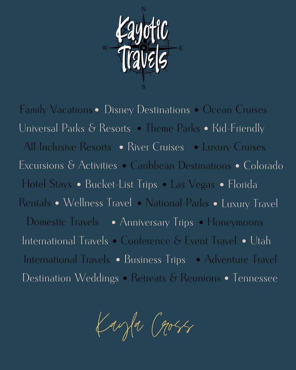 KayoticTravels's tweet photo. Unlike many hotels and cruise lines, my services are FREE, providing you premium, concierge-level vacation planning without any extra charges. With me, you'll receive exceptional service and support a small business!

Let's work together to bring your travel dreams to life! https://t.co/mVCUrY6lR0