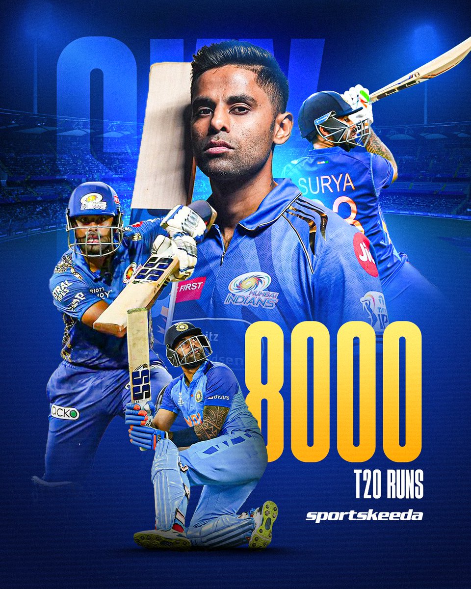 Sportskeeda's tweet image. 🚨 𝑴𝑰𝑳𝑬𝑺𝑻𝑶𝑵𝑬 🚨

Suryakumar Yadav completes 8000 T20 runs and becomes the 5th Indian player to achieve this milestone 💙🤝✨

#IPL2025 #India #SuryakumarYadav #T20s #Sportskeeda