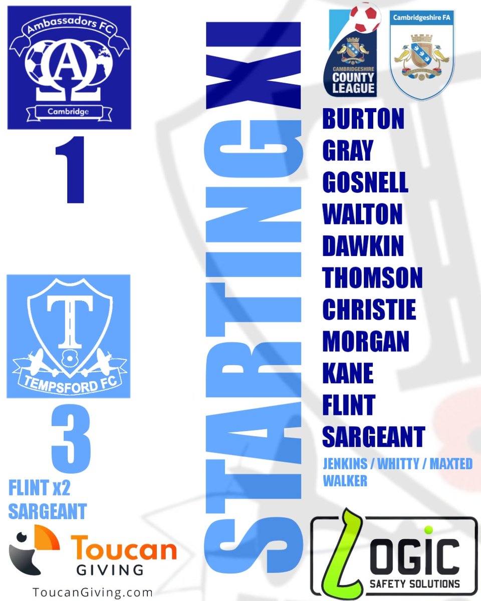 CAMBRIDGE AMBASSADORS RESERVES 1-3 TEMPSFORD FC 
#UTT #CCL #Tempsford #LocalFootball #GrassRootsFootball 
Check out the highlights on our YouTube channel.
youtu.be/E5BSyjpk36E?si…