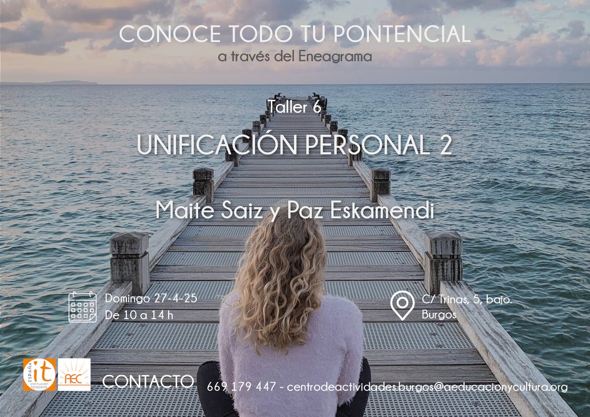 🗣Mañana, domingo 27 de abril, será la 6ª parte del taller 'Conoce todo tu potencial a través del eneagrama' con la guía de Paz Eskamendi y Maite Saiz. ¡Descubre la 2ª parte de las claves sobre la unificación personal!
📍C/ Trinas, 5, bajo (Burgos)
⏰10-14 h

#ITespaña