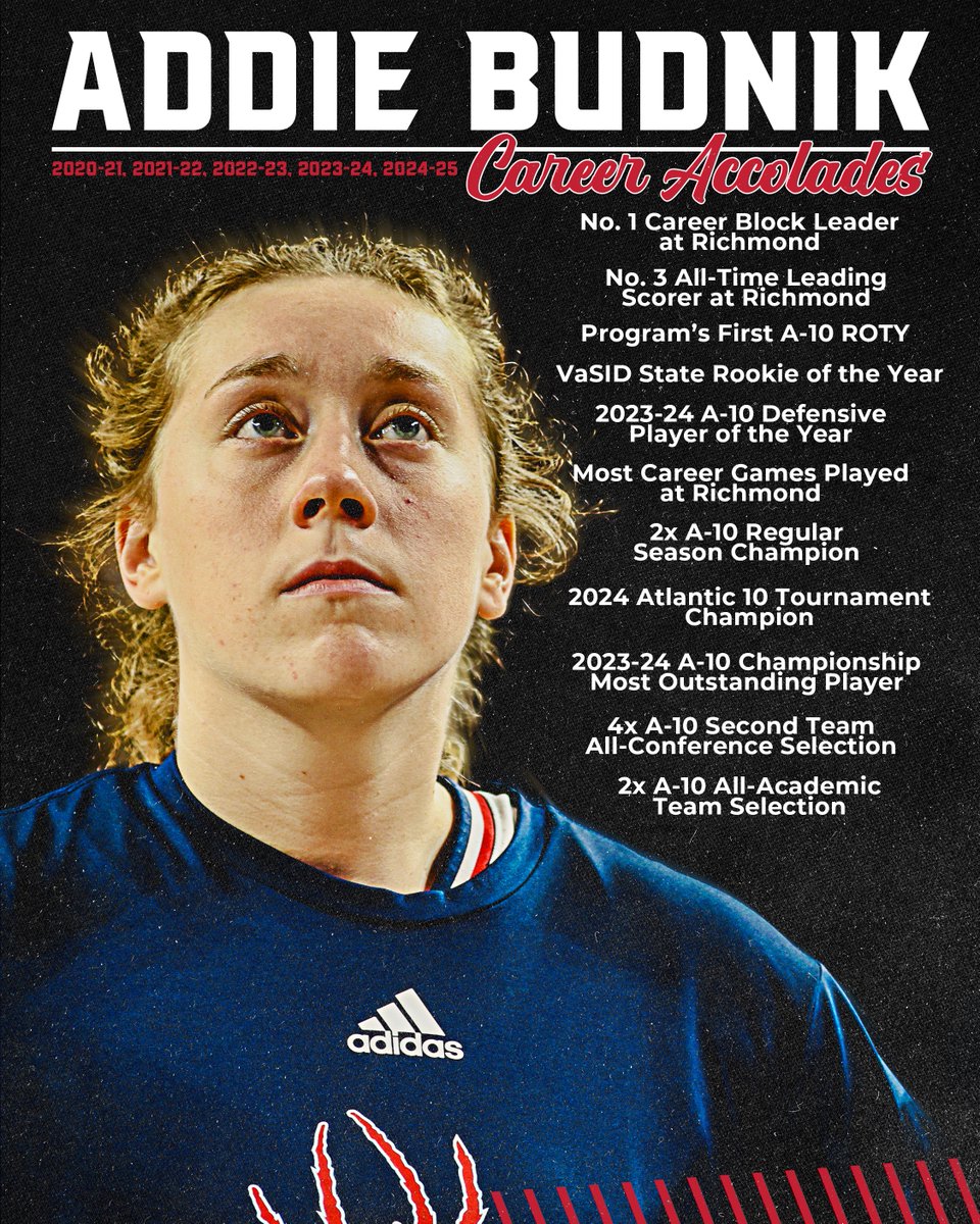 Richmond Womenโs Basketball (@spiderwbball) on Twitter photo ๐ ๐๐๐ ๐๐๐ฒ ๐๐๐ฆ๐๐ง๐ญ๐๐. ๐๐ท๏ธ
<a href="/SpiderAthletics/">Richmond Athletics</a> // #OneRichmond
<a href="/addiebudnik/">Addie Budnik</a>โs impact on the Richmond women's basketball program is undeniable. A record-setter, a champion and a leaderโher story at Richmond is one for the history books. #ThankYouAddie ๐ ๐๐๐ ๐๐๐ฒ ๐๐๐ฆ๐๐ง๐ญ๐๐. ๐๐ท๏ธ
<a href="/SpiderAthletics/">Richmond Athletics</a> // #OneRichmond
<a href="/addiebudnik/">Addie Budnik</a>โs impact on the Richmond women's basketball program is undeniable. A record-setter, a champion and a leaderโher story at Richmond is one for the history books. #ThankYouAddie