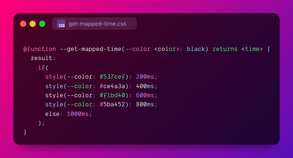 argyleink's tweet image. rad #CSS experiment from Yash Raj Bharti:
✅ @function
✅ if()
✅ @property
✅ attr()
typed functions, variables and attr() 🤘🏻
try it in Canary (for now)
codepen.io/driftblaze/pen…