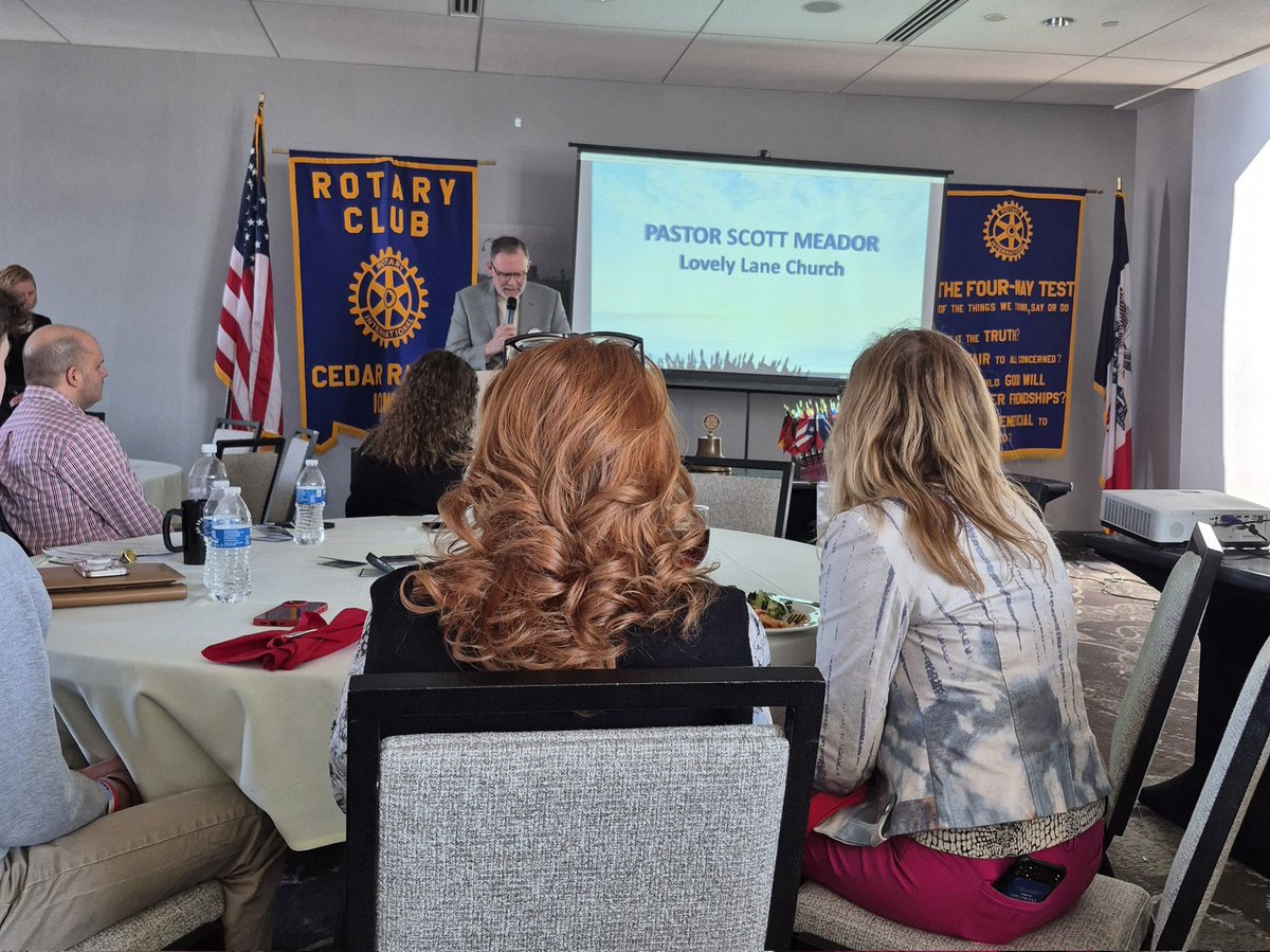 Robin_Tucker's tweet image. Always interesting over my 35+ yrs as a Rotarian to hear thoughtful invocations.
Our club does the pledge of allegiance, followed by the #FourWayTest &amp;amp; introduction of guests &amp;amp; visiting Rotary members
🙏🏻 &quot;Be Kind to Oursevlves&quot;
🗣 &quot;Let&apos;s Go Kernals&quot;
Update on local nonprofit @YPN