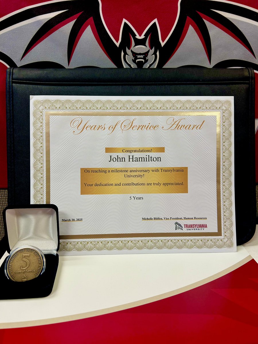Five Years at Transy! 

Hard to believe it’s been five years at Transylvania University—time flies when you’re doing what you love! Grateful for the opportunity to coach, mentor, and serve the Transylvania community.

Big thanks to Transy for the recognition and thoughtful gift.
