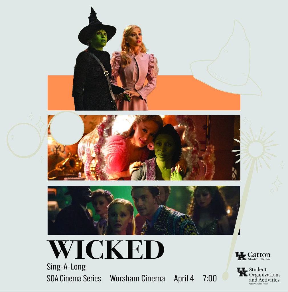 Sing your hearts out in Worsham Cinema this Friday for a special screening of Wicked (2024), part of the SOA Cinema Series! 

*Note: This screening does encourage singing during the film. If you attend, please note there may be singing from the audience during the movie.