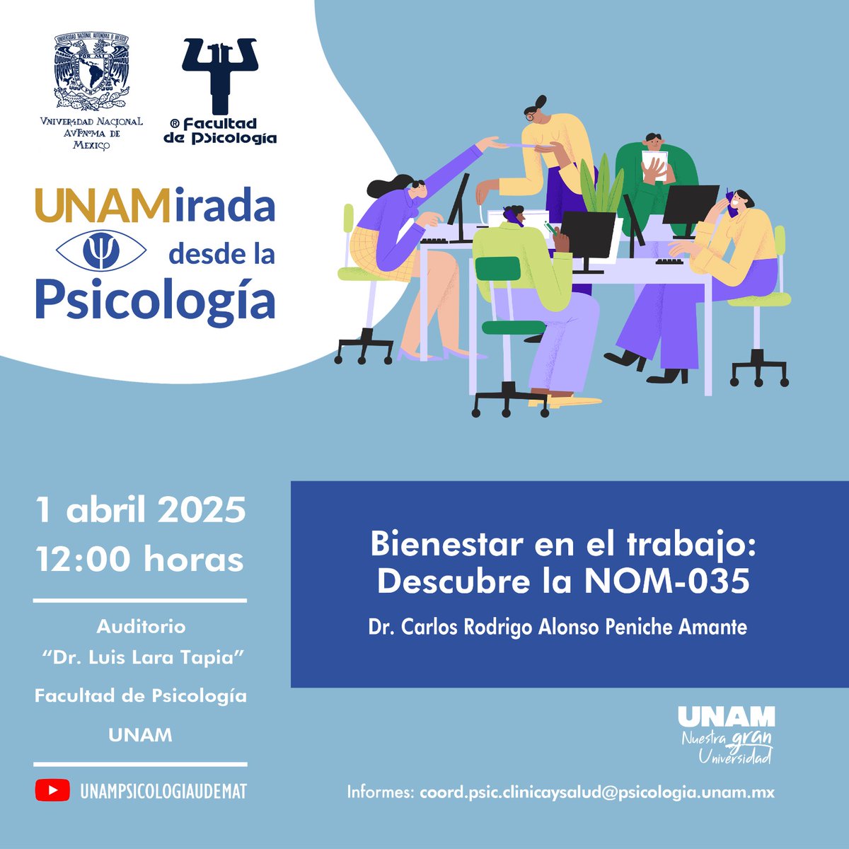 ¿Qué importancia tiene identificar y analizar los riesgos psicosociales en el trabajo? De esto vamos a conversar el 1/abril en <a href="/unam_psicologia/">Facultad de Psicología de la UNAM</a> ¡Acompáñenme a las 12 hrs!
youtube.com/c/UNAMPsicolog… #SaludLaboral #NOM035