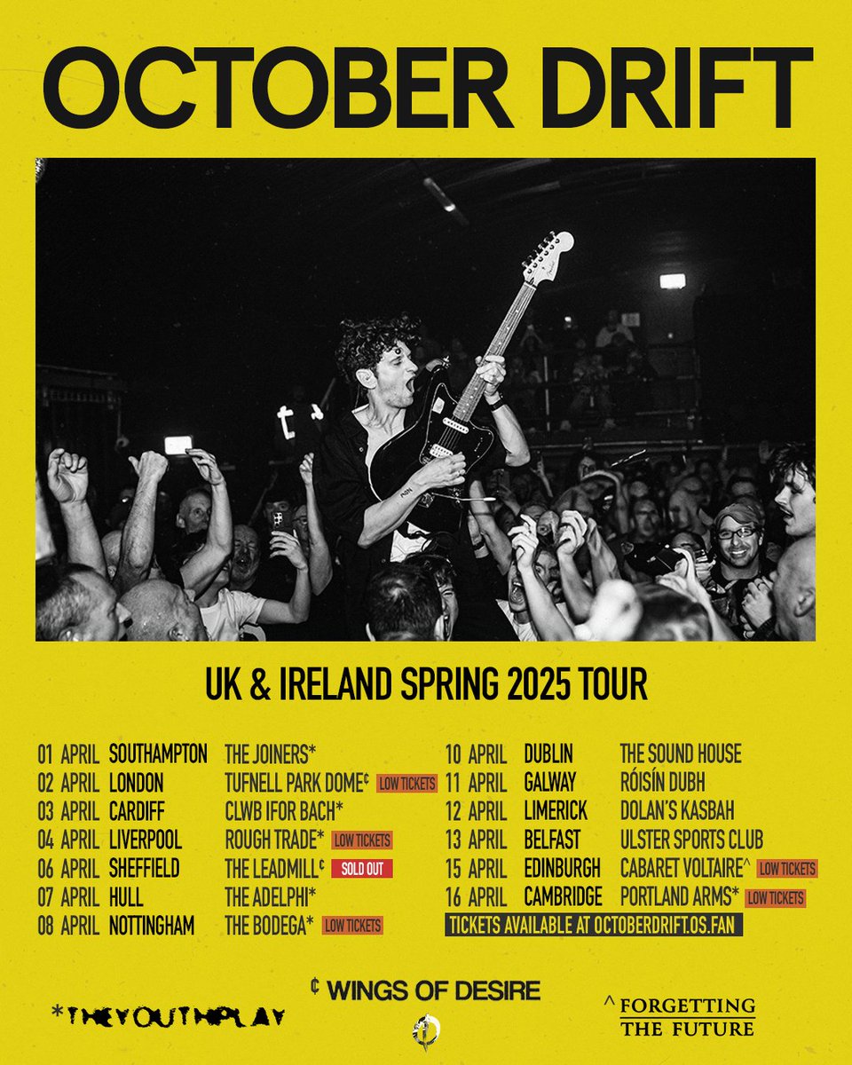 October Drift (@octoberdrift) on Twitter photo Sheffield <a href="/Leadmill/">The Leadmill</a> SOLD OUT!
This thing kicks off tomorrow. See you there!
Tickets linktr.ee/odtour Sheffield <a href="/Leadmill/">The Leadmill</a> SOLD OUT!
This thing kicks off tomorrow. See you there!
Tickets linktr.ee/odtour