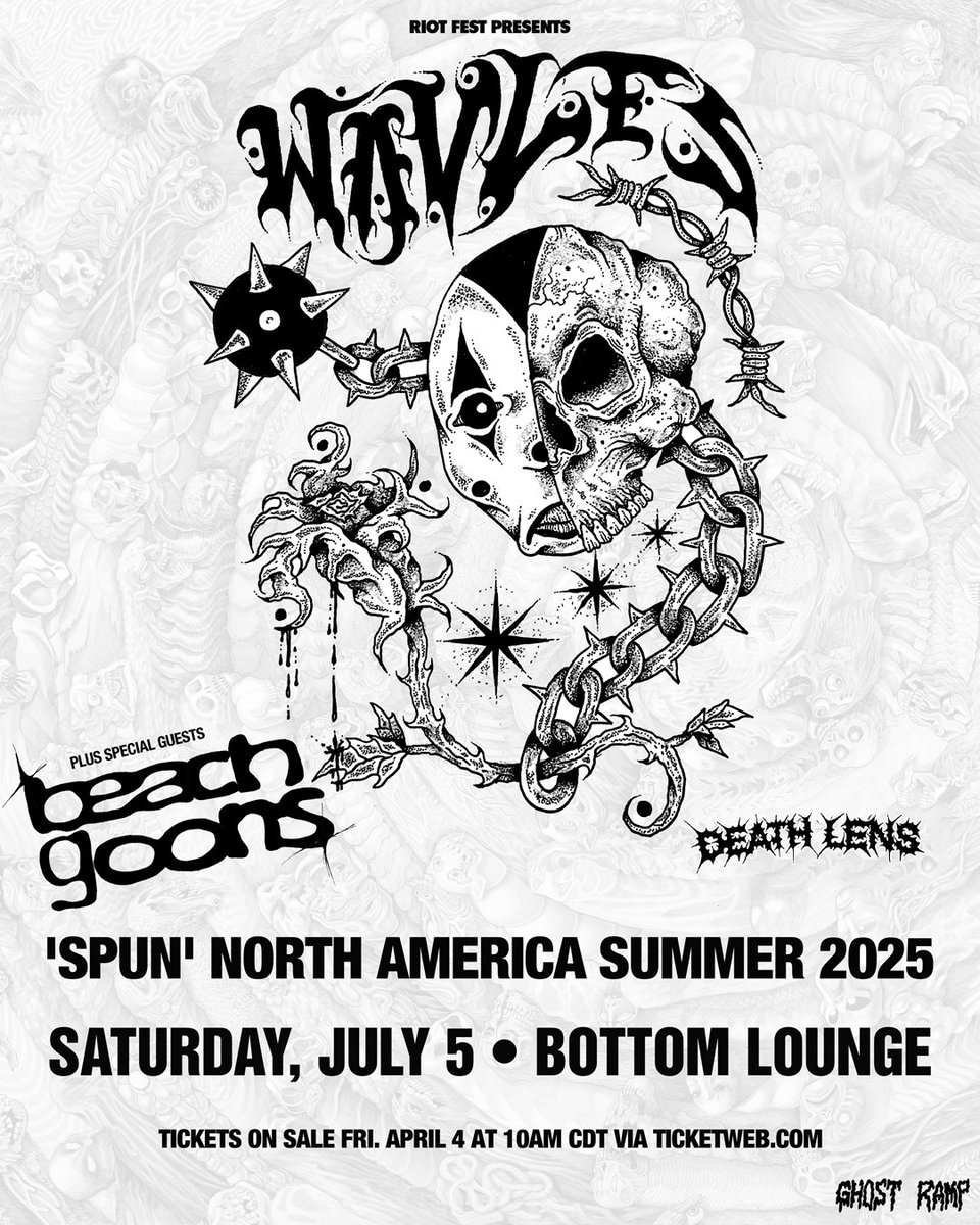 Riot Fest (@riotfest) on Twitter photo JUST ANNOUNCED! 💣
<a href="/WAVVES/">WAVVES</a> with <a href="/beachgoons/">BEACHGOONS</a> and <a href="/DeathLensBand/">Death Lens</a> on July 5 at <a href="/thebottomlounge/">Bottom Lounge</a>. Tickets on sale Friday, April 4 at 10 AM: bit.ly/BL-WAVVES JUST ANNOUNCED! 💣
<a href="/WAVVES/">WAVVES</a> with <a href="/beachgoons/">BEACHGOONS</a> and <a href="/DeathLensBand/">Death Lens</a> on July 5 at <a href="/thebottomlounge/">Bottom Lounge</a>. Tickets on sale Friday, April 4 at 10 AM: bit.ly/BL-WAVVES