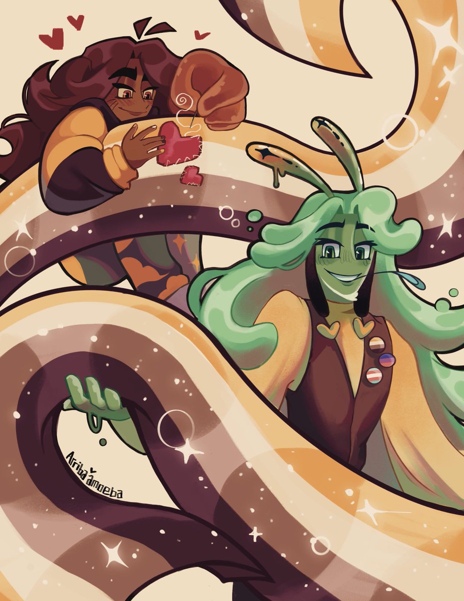 Arribaamoeba's tweet image. HAPPY TRANS DAY OF VISIBILITY! 🏳️‍⚧️
Looks like Hyu found a new pattern…it’s perfect for their next project! 💛🤍💜🖤
#tdov #originalcharacterart