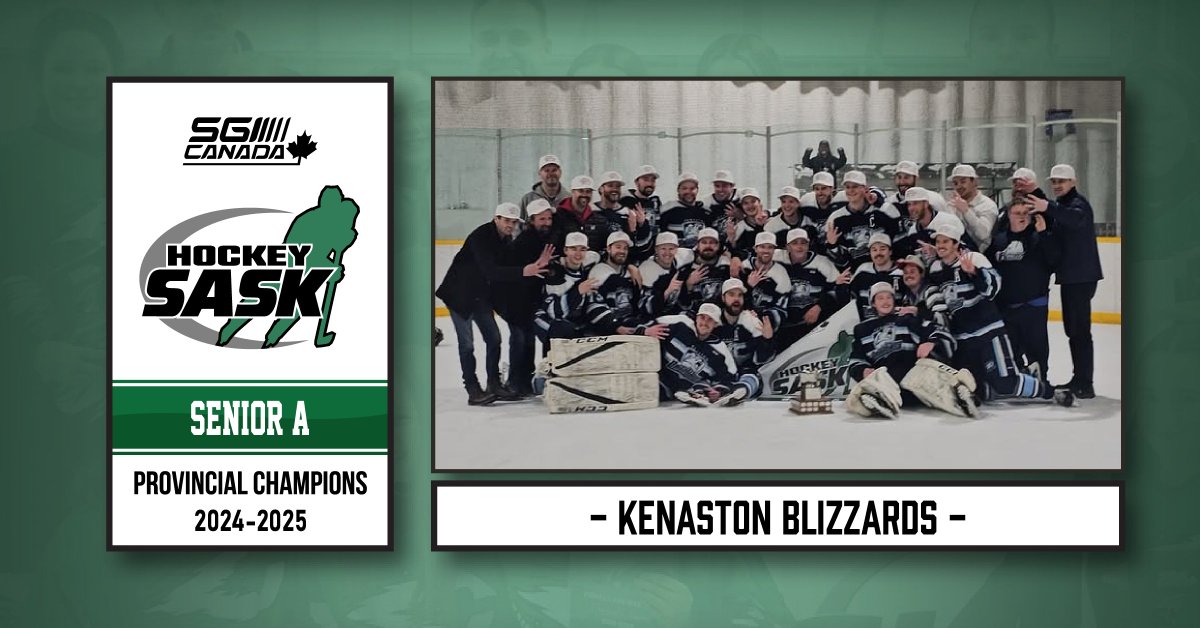 Hockey Saskatchewan (@hockeysask) on Twitter photo 🏆 <a href="/SGI_CANADA/">SGI CANADA</a> PROVINCIAL PLAYOFFS CHAMPION
DIVISION ➡️SENIOR A
TEAM ➡️KENASTON BLIZZARDS
The Kenaston Blizzards have repeated as provincial champions. Congratulations to the Round Lake Bears on an incredible run to the final after 4 hard-fought rounds. 🏆 <a href="/SGI_CANADA/">SGI CANADA</a> PROVINCIAL PLAYOFFS CHAMPION
DIVISION ➡️SENIOR A
TEAM ➡️KENASTON BLIZZARDS
The Kenaston Blizzards have repeated as provincial champions. Congratulations to the Round Lake Bears on an incredible run to the final after 4 hard-fought rounds.