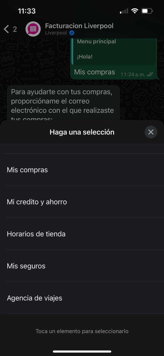 apolacha's tweet photo. @liverpoolmexico Pues tampoco me sale esa opción 🫠, escribí facturación y me sale con que seleccione una opción, seleccione una, me pide mi Mail y después ya no hay respuesta https://t.co/oTcmmzL0KU