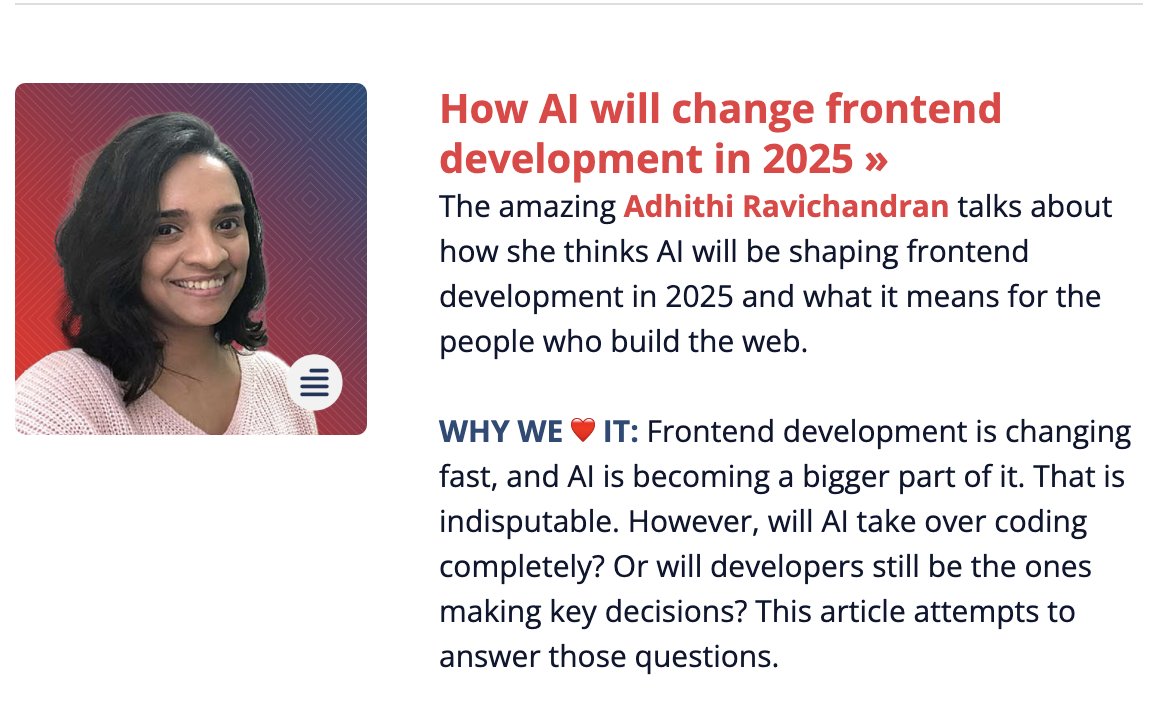 Adhithi Ravichandran (@adhithiravi) on Twitter photo I was featured in the We ❤️ Open Source newsletter last week.
If you are into open source and love reading updates from the community, definitely checkout and subscribe to their weekly newsletter.
Links in the comments.
<a href="/AllThingsOpen/">All Things Open</a> I was featured in the We ❤️ Open Source newsletter last week.
If you are into open source and love reading updates from the community, definitely checkout and subscribe to their weekly newsletter.
Links in the comments.
<a href="/AllThingsOpen/">All Things Open</a>