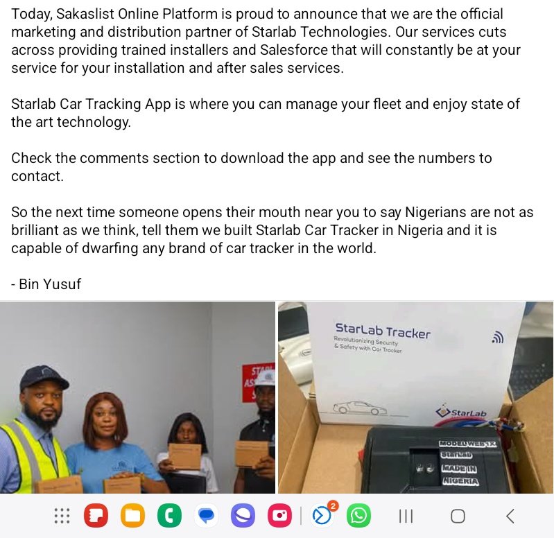 wesabbee's tweet photo. "Proudly Nigerian! 🇳🇬🇳🇬

Someone claimed Nigerians aren't brilliant? Think again! We've launched the Starlab Car Tracker, a game-changing innovation made right here in Nigeria!

This indigenous car tracking device meets international standards, with features like weekly commuting https://t.co/jdmDdRwh9C