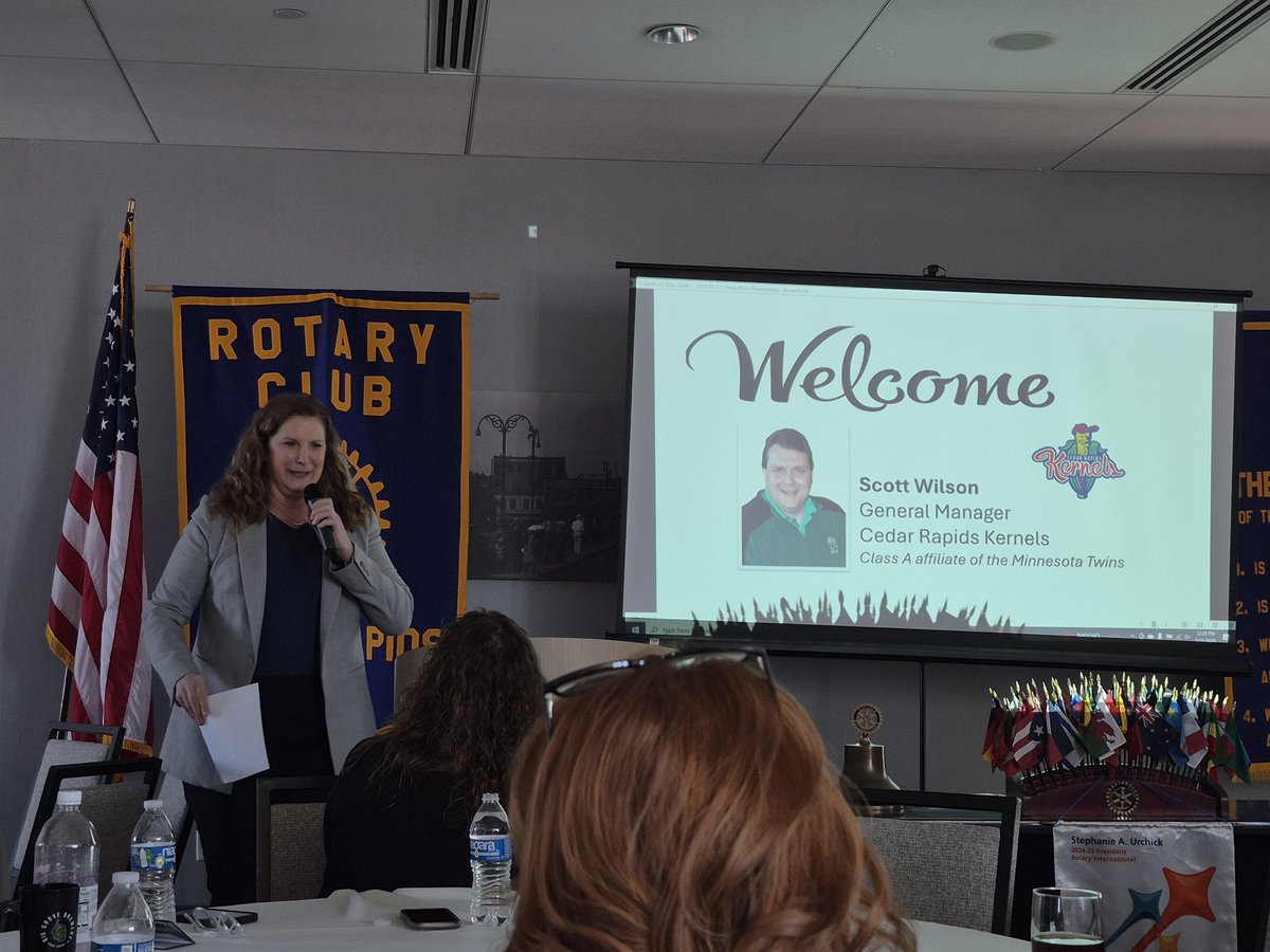 ttrco's tweet image. Today&apos;s #RotaryCR program is on the @CRKernels as diehard @CoeCollege 🎓 #Kernals General Manager Scott Wilson presents. Class A affiliate of the Minnesota @Twins
- #Kernels have a 27 year reading program for children in #CedarRapidsIA 🇺🇸 
Strikeout out for stigma night, e tal 🗣
