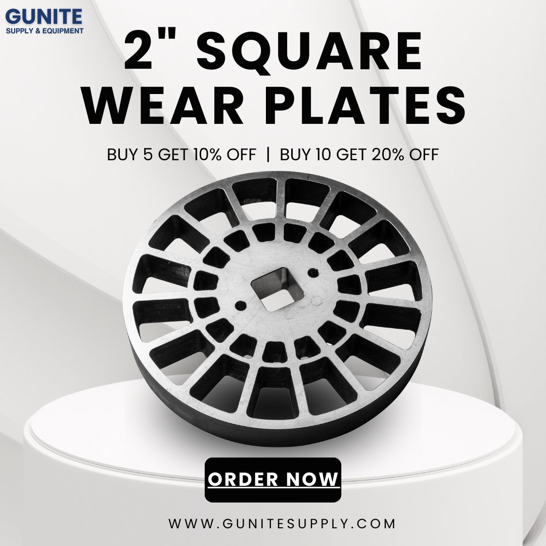 GuniteSupply's tweet image. 📢SALE ALERT!

From April 1-15, get 10% off when you buy 5+ and 20% off when you buy 10+ of our 2" Square Wear Plate (#705554)!

Stock up now: bit.ly/4hWHnIa

#GuniteSupply #GSE #WearPlate #Sale #Gunite #Shotcrete