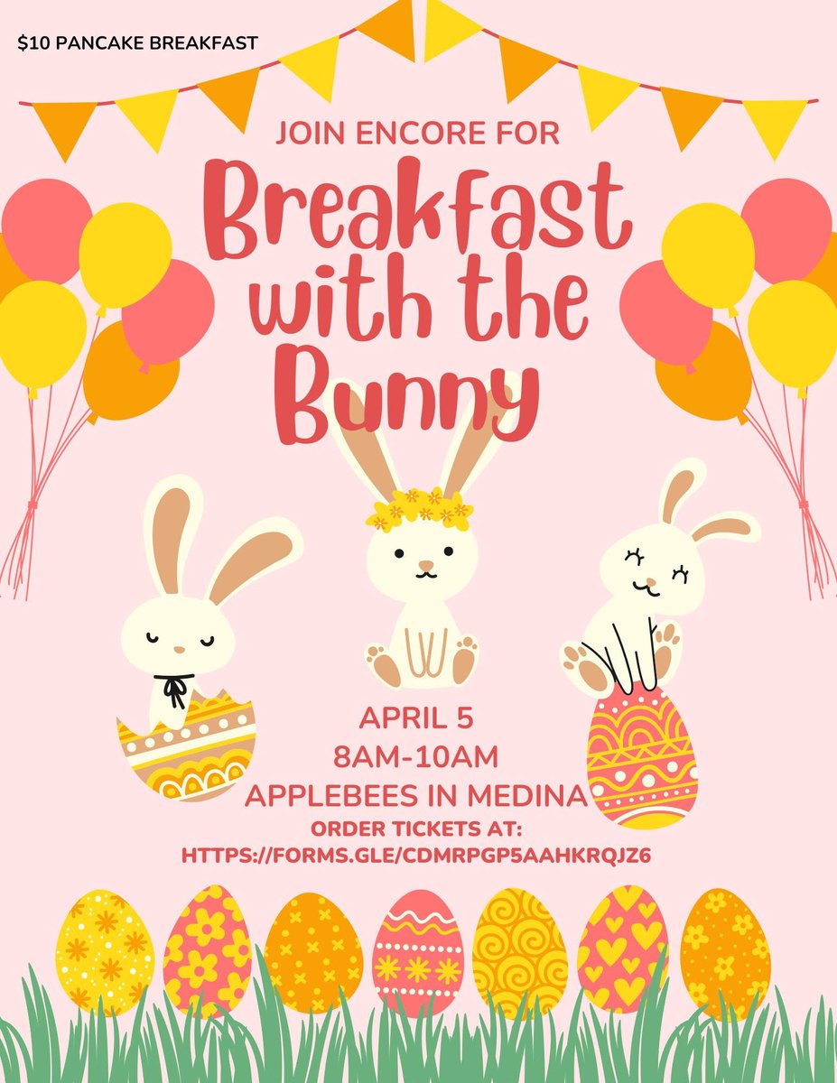 Pancakes and fun this Saturday (4/5/25)!  We hope to see you there. tinyurl.com/EncoreBreakfast