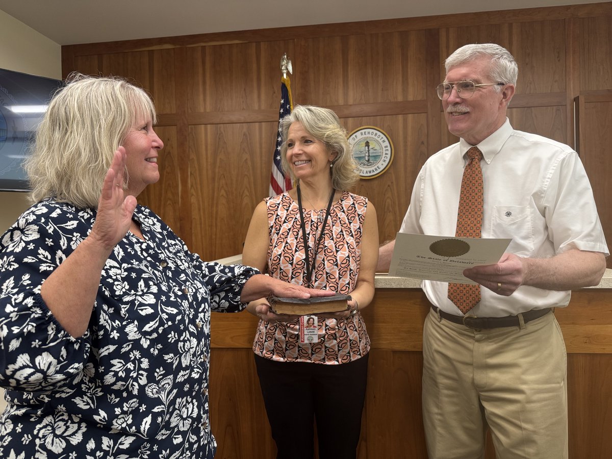 The Hon. Renee Bennett was sworn into another two-year term as the city's alderman this morning. In the photo from left, are Alderman Renee Bennett, Court Clerk Kathleen Lubold (holding the judge's father's Bible), and Mayor Stan Mills.