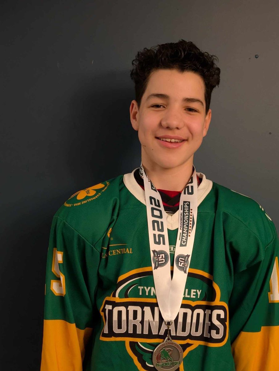Congratulations to Canyon Tuplin from Lennox Island First Nation and the Tyne Valley Tornados for winning SILVER at the U13A Provincals! He scored 92 goals this season!
