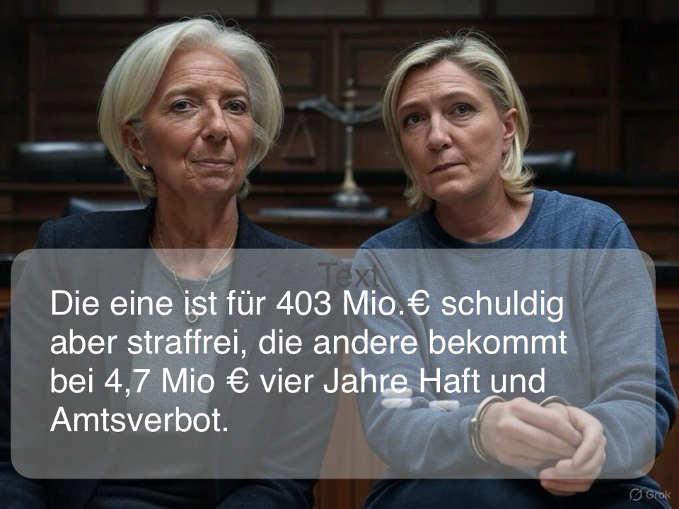Die eine ist wegen 403 Mio.€ schuldig aber straffrei, die andere bekommt bei 4,7 Mio.€ vier Jahre Haft und Amtsverbot.