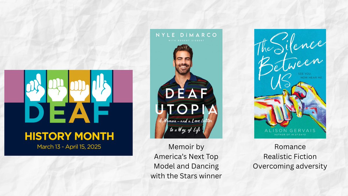 Achieve Early College High School Library McAllen (@aechslibrary) on Twitter photo Books of the week! Recognizing Deaf History Month! <a href="/NyleDiMarco/">Nyle DiMarco</a> <a href="/Ally_Gervais/">Alison Gervais 📚</a> <a href="/annvega/">annvega</a> Available for checkout! Books of the week! Recognizing Deaf History Month! <a href="/NyleDiMarco/">Nyle DiMarco</a> <a href="/Ally_Gervais/">Alison Gervais 📚</a> <a href="/annvega/">annvega</a> Available for checkout!