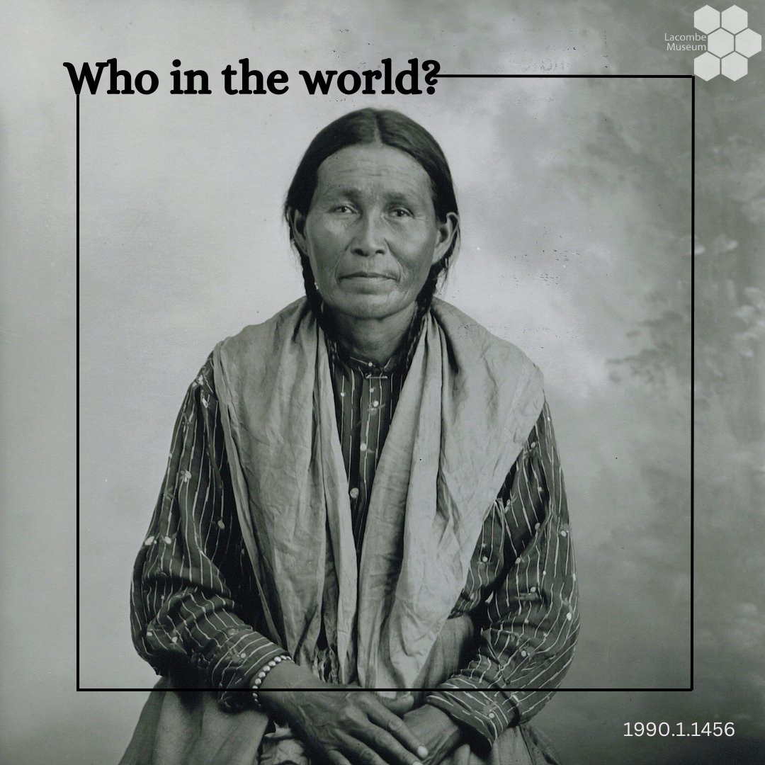 Who in the World?

This portrait of an Indigenous person appears to have been taken in the Lacombe/Ben Cameron Photo Studio. It could have also been taken in Ponoka or Wetaskiwin. It was most likely produced between 1900 and 1920. Do you know the person in the portrait?