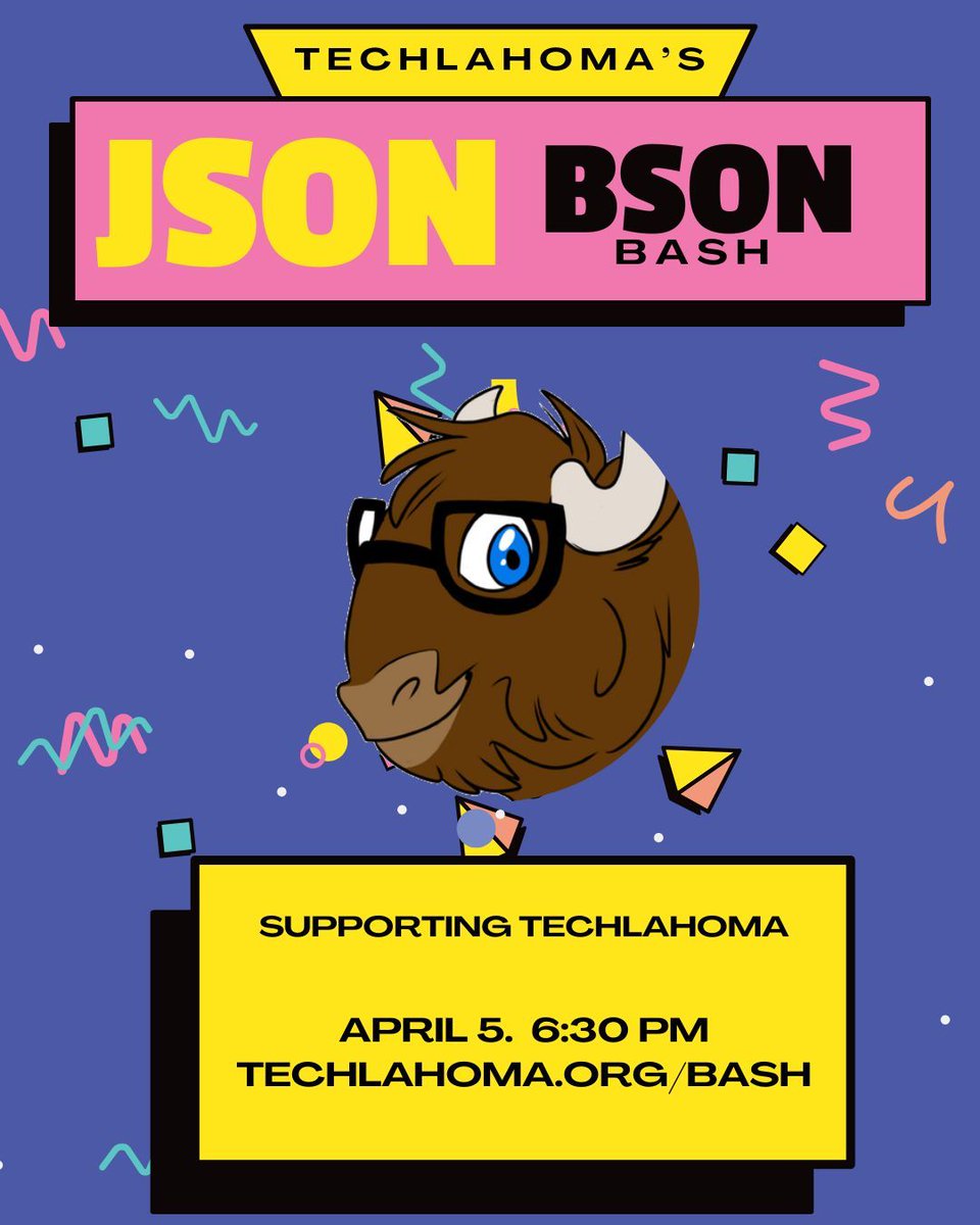 techlahoma's tweet image. 🚀 What’s better than attending the JSON BSON Bash?
💛 Attending AND supporting Techlahoma!

✅ RSVP: techlahoma.org/bash
✅ Bid on Silent Auction (or donate): givebutter.com/c/techlahomafo…

Be part of something awesome! #Techlahoma