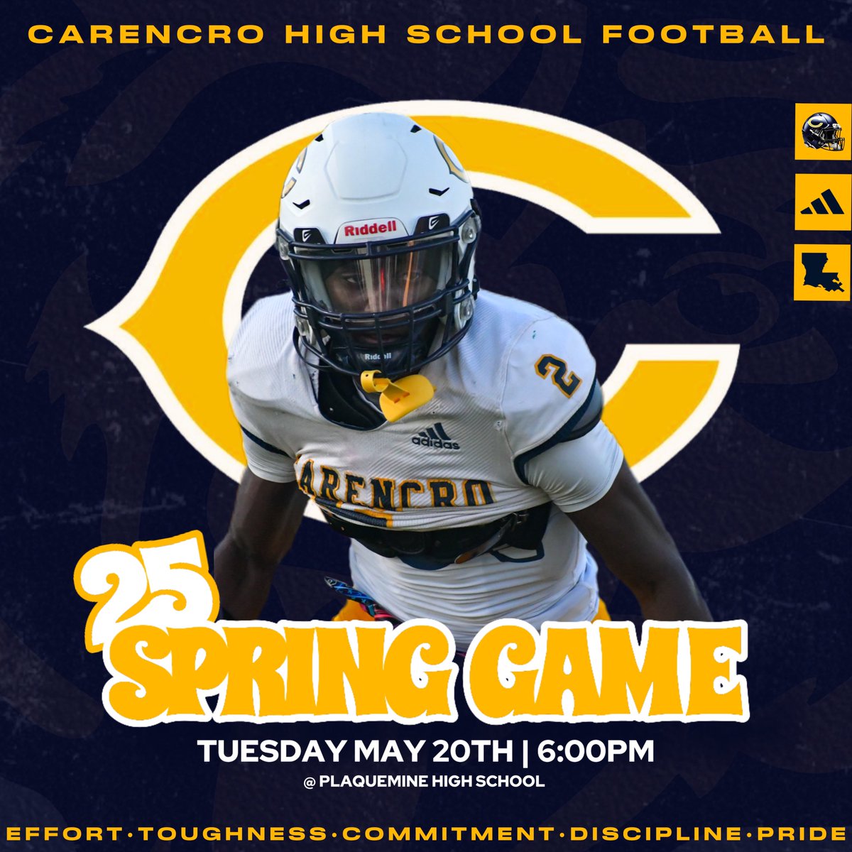 Mark y’all’s calendars! 

#carencro #exit4 #geauxbears #big5 #springgame #highschoolfootball #louisianafootball