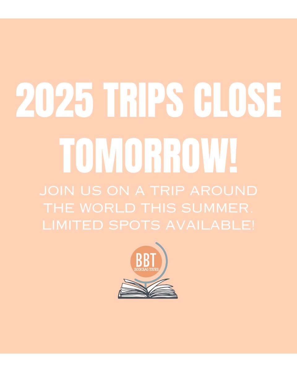 🚨 LAST CHANCE! 🚨 Tomorrow is the FINAL day to lock in your 2025 adventure! Don’t miss out on exploring the world with us—secure your spot now and make next year unforgettable! ✈️🌍 #BookbagTours #TravelMore #2025Adventures #LastChanc