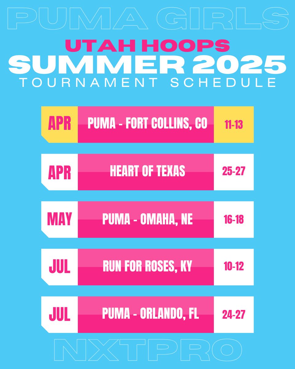 My Basketball Tournament Schedule this summer