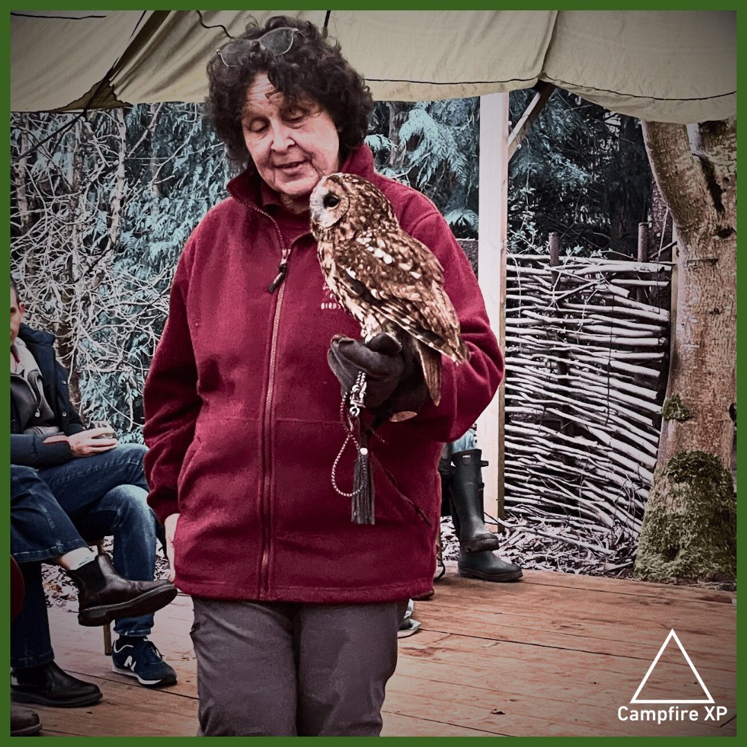 campfire_xp's tweet image. Guests in March enjoyed an enchanting evening with Wren's Birds of Prey's Jenny & her owls, learning about species, habitats & conservation. Cakes from our new supplier @cotswoldbaking went down a treat. £120 was donated to Chrissie's Owls rescue! Thanks for your support 🦉✨️