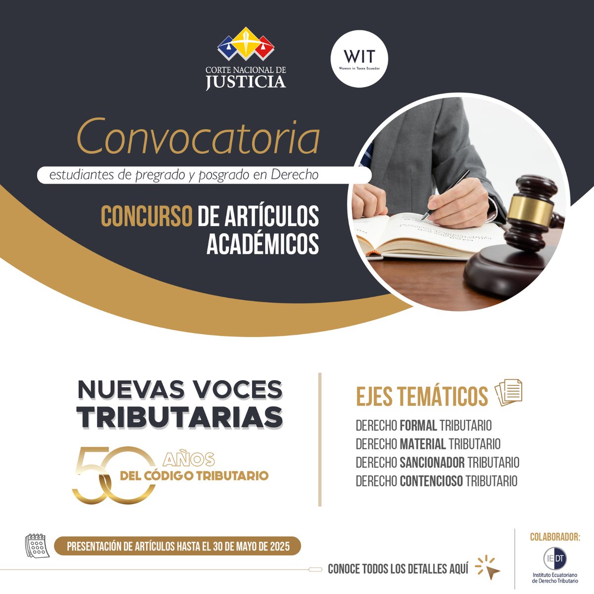 Corte Nacional de Justicia (@cortenacional) on Twitter photo 🚨#CONVOCATORIA l La <a href="/CorteNacional/">Corte Nacional de Justicia</a> de Justicia y Women in Taxes <a href="/womenintaxesec/">WOMEN IN TAXES ECUADOR</a> invitan a estudiantes de derecho de pregrado y posgrado, vinculados al Derecho Tributario, Aduanero y Comercio Exterior, a participar en este concurso de artículos académicos.
📌Conoce la 🚨#CONVOCATORIA l La <a href="/CorteNacional/">Corte Nacional de Justicia</a> de Justicia y Women in Taxes <a href="/womenintaxesec/">WOMEN IN TAXES ECUADOR</a> invitan a estudiantes de derecho de pregrado y posgrado, vinculados al Derecho Tributario, Aduanero y Comercio Exterior, a participar en este concurso de artículos académicos.
📌Conoce la