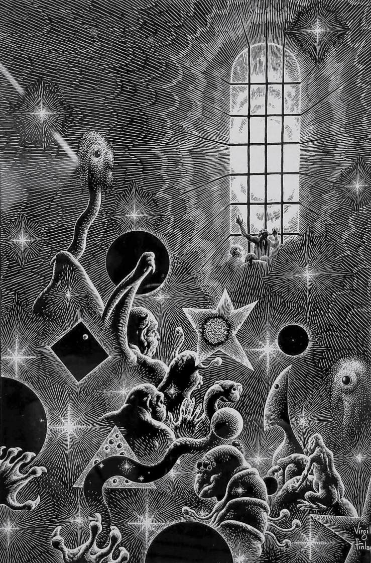 A drop of dream fuel -  Three Against the Stars by Virgil Finlay