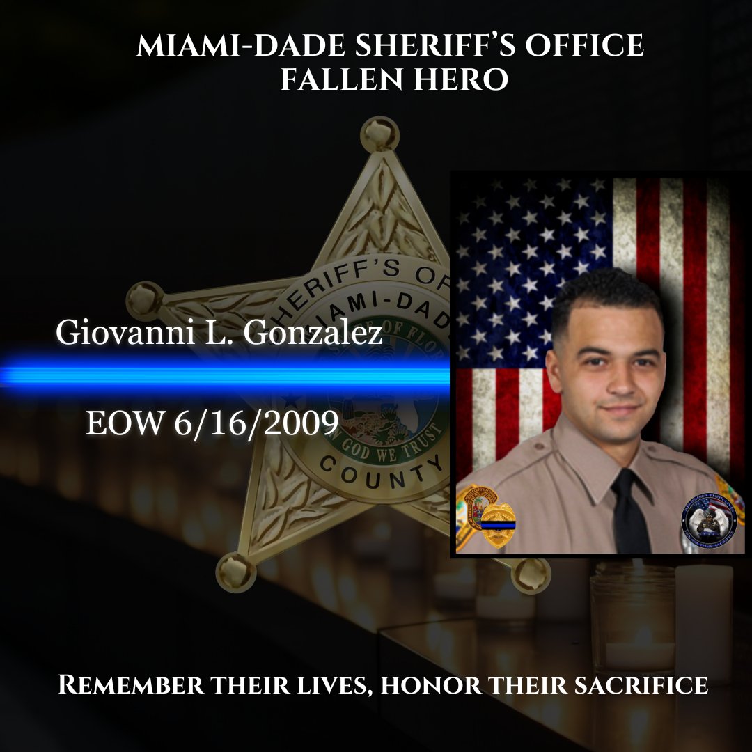 #MDSO recuerda el oficial fallecido Giovanni L. Gonzalez. EOW 6/16/2009
<a href="/ODMP/">ODMP.org</a>
<a href="/NLEOMF/">National Law Enforcement Officers Memorial Fund</a>
#NeverForget