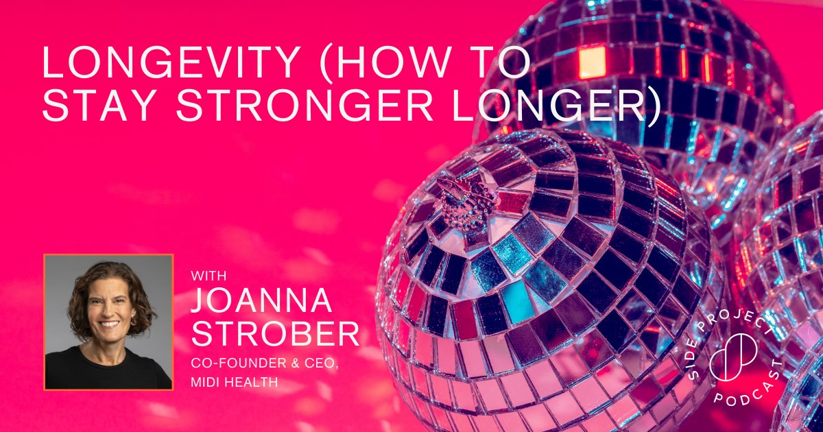 Side Project (@sideprojecthq) on Twitter photo How should we think about our health today in order to have a greater impact for the long haul? <a href="/midihealth/">Midi Health</a> CEO <a href="/joannastrober/">joanna strober</a> joins us to discuss how we can stay stronger for longer. We’re digging into estrogen, sleep, protein, fiber, and more. sideprojecthq.com/podcast/ How should we think about our health today in order to have a greater impact for the long haul? <a href="/midihealth/">Midi Health</a> CEO <a href="/joannastrober/">joanna strober</a> joins us to discuss how we can stay stronger for longer. We’re digging into estrogen, sleep, protein, fiber, and more. sideprojecthq.com/podcast/