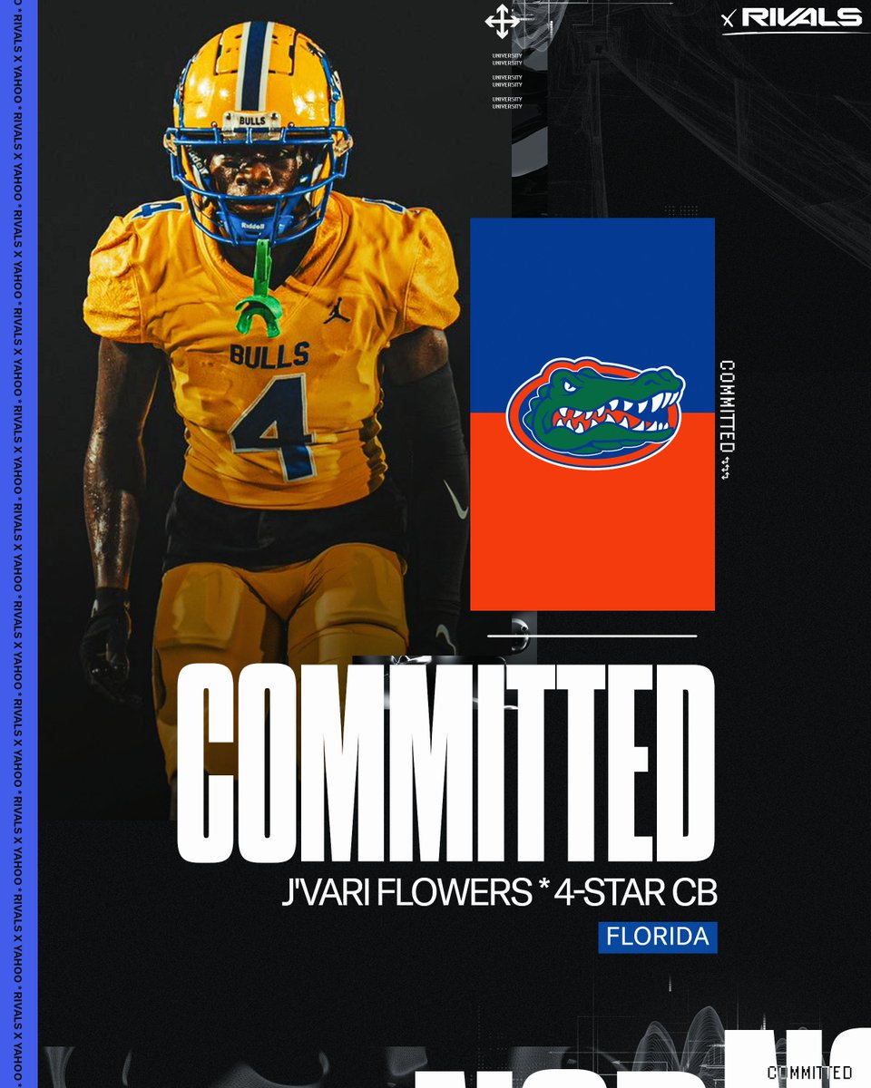 The last piece of the 2025 recruiting puzzle is in place. 

Miami (Fla.) Northwestern's J'Vari Flowers, the No. 5 cornerback in the Rivals100, announced his commitment to Florida over Notre Dame, Miami and others. 

Flowers caps a stellar secondary haul headed to Gainesville 🐊