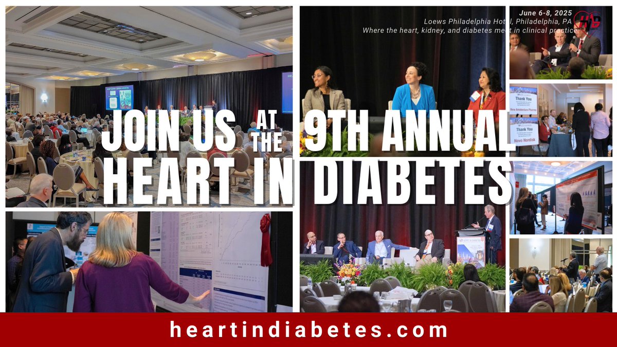 Come to the heart of Philadelphia for the 9th Annual Heart in Diabetes! #9HID

Discover where the heart, kidney, and diabetes meet in clinical practice. Let's build strategies for high-risk patients through collab efforts!

🫀Secure #Discounted rates at heartindiabetes.com/registration