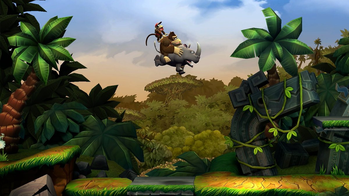 NintendoAmerica's tweet image. Warning: Rambi may briefly defy gravity in #DonkeyKong Country Returns HD.