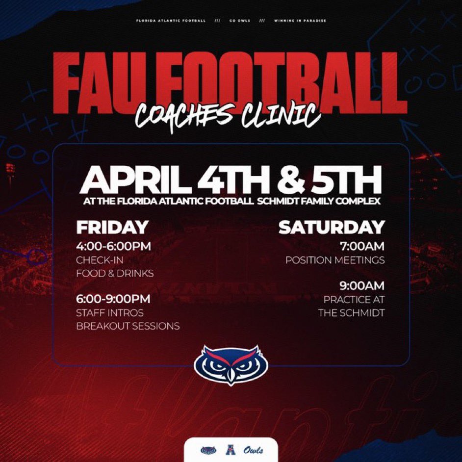 Coaches clinic this Friday! 🦉

Come talk ball with our staff. 

Preregister here:

register.ryzer.com/camp.cfm?sport…