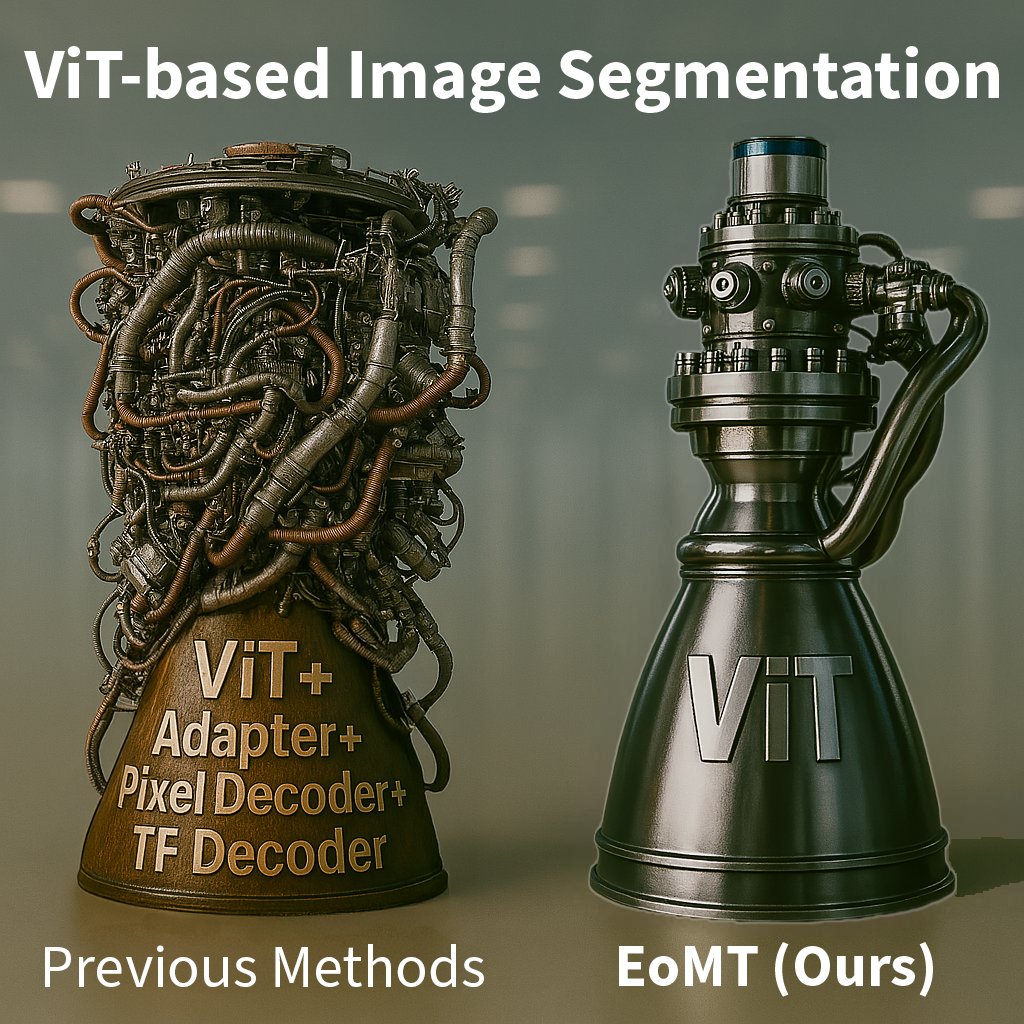 Image segmentation doesn’t have to be rocket science. 🚀
Why build a rocket engine full of bolted-on subsystems when one elegant unit does the job? 💡
That’s what we did for segmentation.
✅ Meet the Encoder-only Mask Transformer (EoMT): tue-mps.github.io/eomt (CVPR 2025)
(1/6)