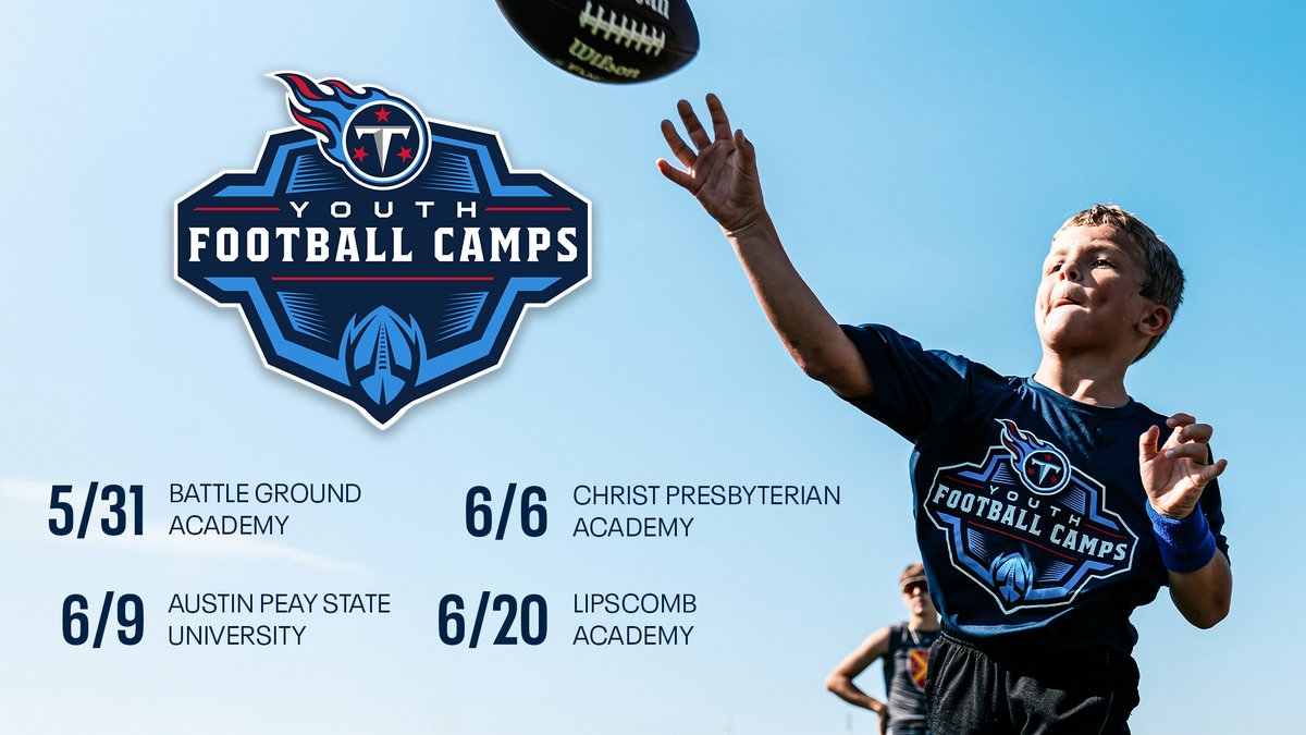 Titans Community (@titanscommunity) on Twitter photo We are now two months away from the first of our 2025 <a href="/Titans/">Tennessee Titans</a> Youth Football Camps! Sign up today!
🔗:bit.ly/3Dw3LKk We are now two months away from the first of our 2025 <a href="/Titans/">Tennessee Titans</a> Youth Football Camps! Sign up today!
🔗:bit.ly/3Dw3LKk