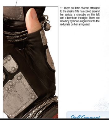 StygianSis's tweet photo. And let us not forget that Tifa wears chocobo and bomb charms on her canon outfit in ReTrilogy. Also in Johnny's collection, the chocobo and bomb are together in the Gold Saucer collection no matter how you play the game. "Do not separate" 🥰🥰🥰 #CloTi https://t.co/6kzHzJ57dK