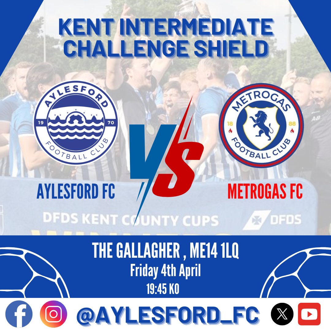 HERE WE GO, HERE WE GO, HERE WE GO ...

After last seasons <a href="/KentFA/">Kent FA ⚽</a> Cup glory🏆 The Mens First team has it's first chance of silverware this Friday <a href="/maidstoneunited/">Maidstone United</a> Gallagher Stadium in the KENT INTER CHALLENGE SHIELD 🆚 <a href="/MetrogasFC/">Metrogas FC</a> .

Lets get behind the boys and help them bring