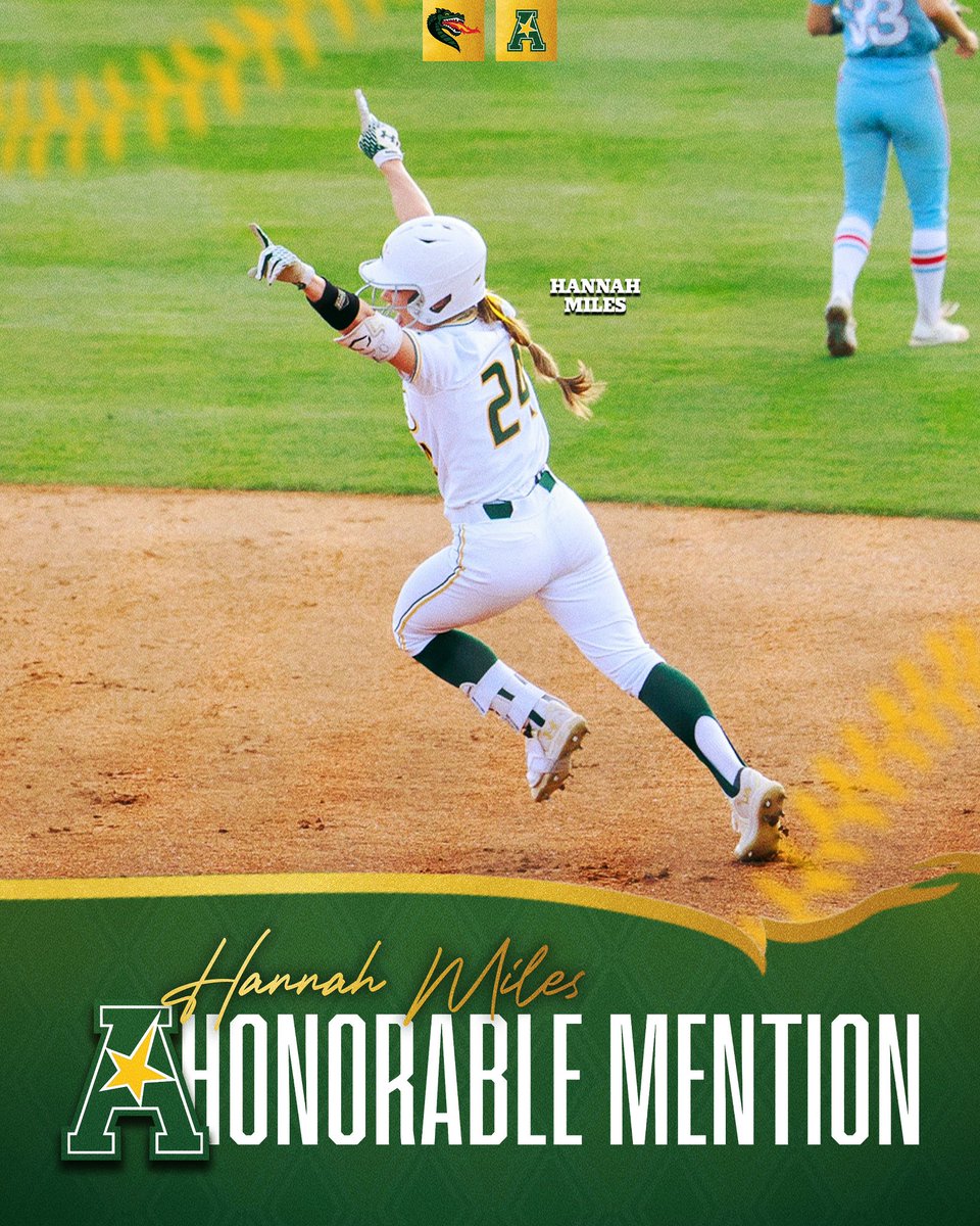 𝑨𝑨𝑪 𝑯𝒐𝒏𝒐𝒓𝒔 🔥

🤩 Hannah Miles went 5 for 9 slugging .889!
 
✔️ Two stolen bases 
✔️ One RBI 
✔️ Series win against Memphis

#WinAsOne