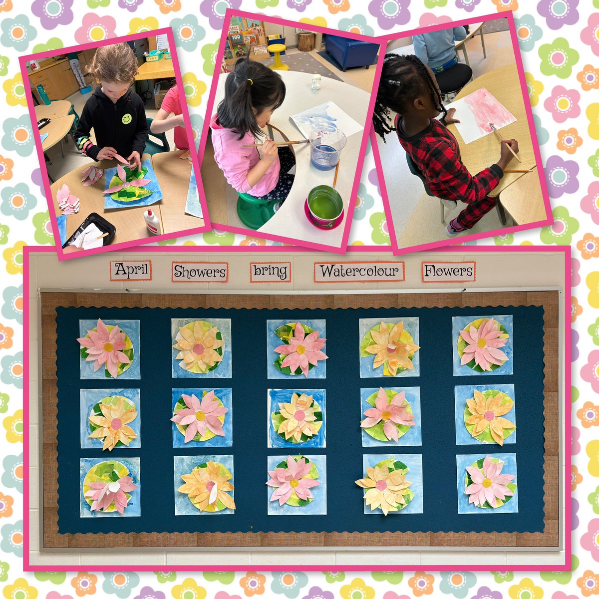 MrsEgan1's tweet photo. Students worked hard on these beautiful watercolour flowers inspired by Claude Monet.  It’s starting to feel like spring! @StAnneOCSB, #OCSBArts https://t.co/B3yyMAwfGB