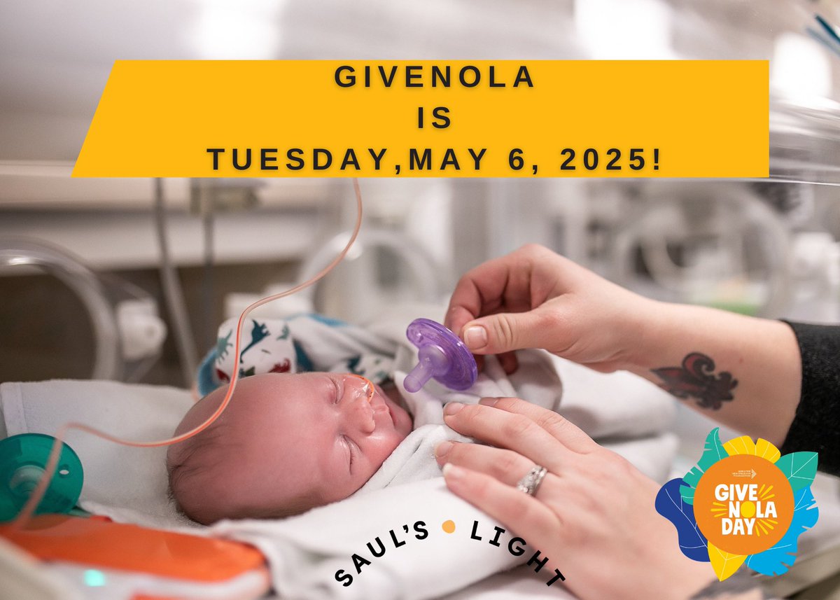 #GiveNola, a 24 hr period of communal giving is coming up Tue., May 6! Your change to #GiveLight to #nicu babies &amp; families across Louisiana!