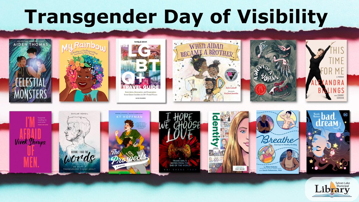Today we honor #InternationalTransgenderDayOfVisibility. 

We celebrate the joy and resilience of trans and non-binary people everywhere by elevating voices and experiences from these communities.

Find these books and more at the Library. #ReadWithPride