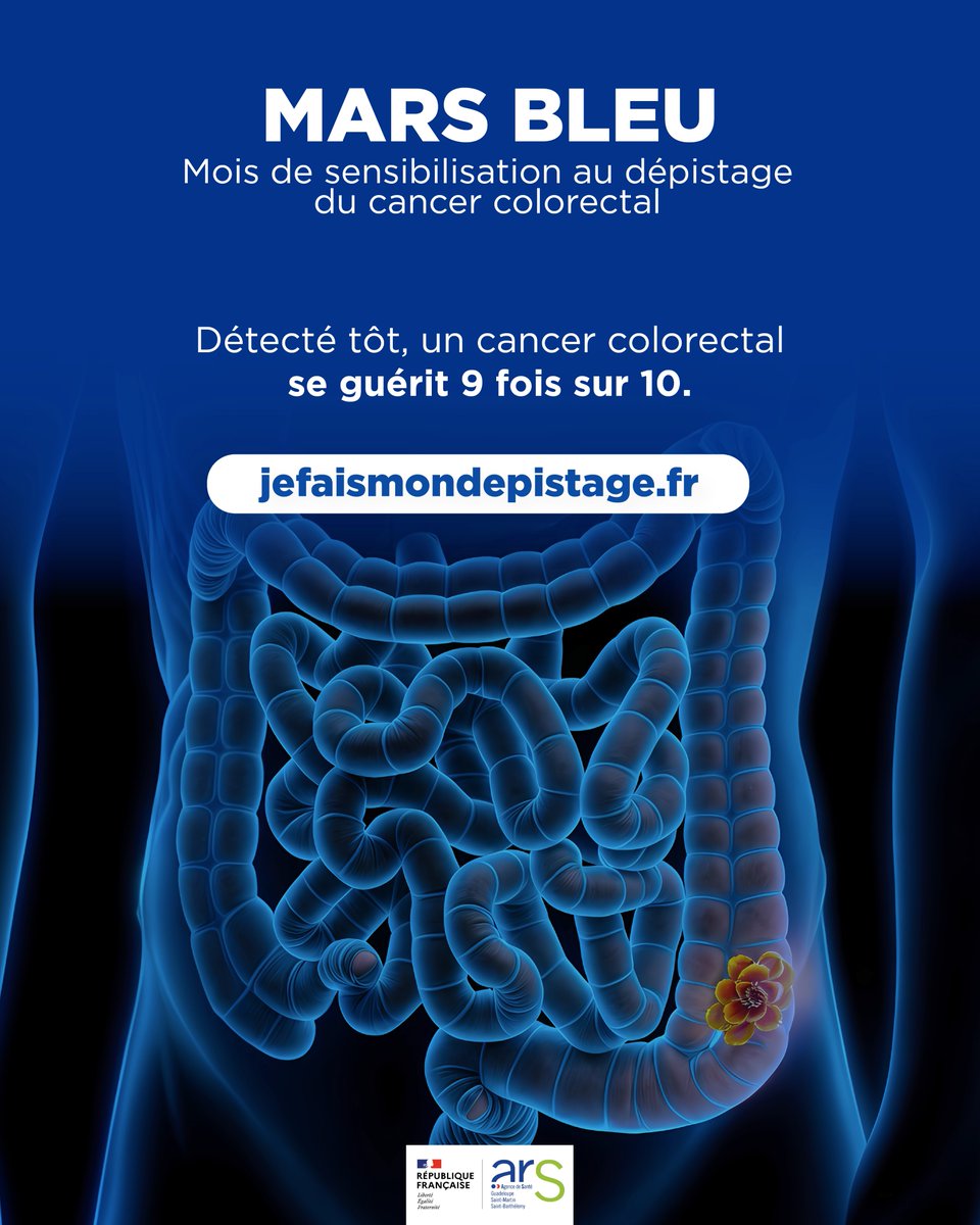 #MarsBleu | 🔵 Le mois dédié à la sensibilisation au dépistage du cancer colorectal touche à sa fin, mais rappelons-le : le dépistage, c'est toute l'année ! 

Pour plus d'informations, rdv sur jefaismondepistage.fr