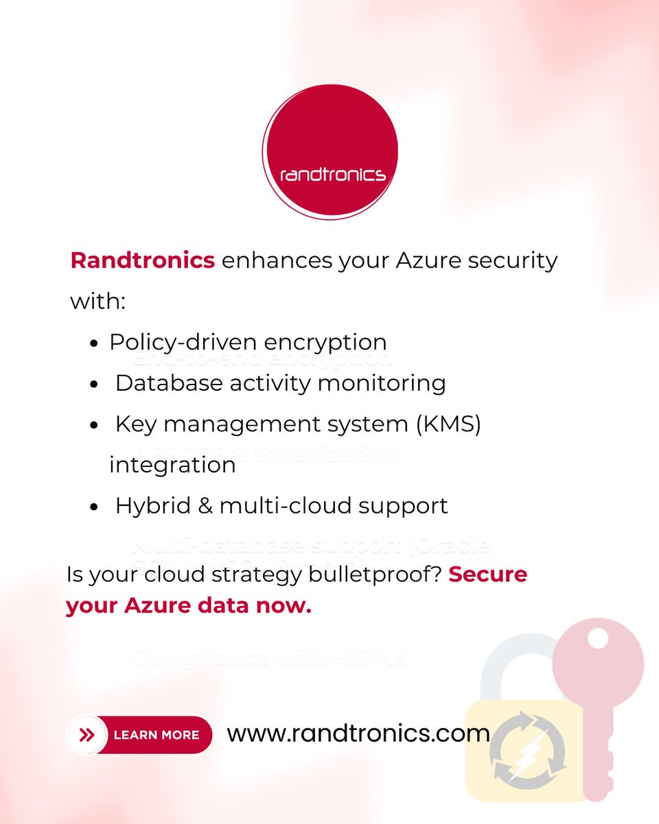 🔒 Is your cloud security bulletproof?

With breaches costing $4.45M+, encryption isn’t optional—it’s non-negotiable.

Azure Cloud Encryption + Randtronics =

✅ Compliance

✅ Trust

✅ Next-level protection

🛡️ Secure your data at rest &amp; in transit!