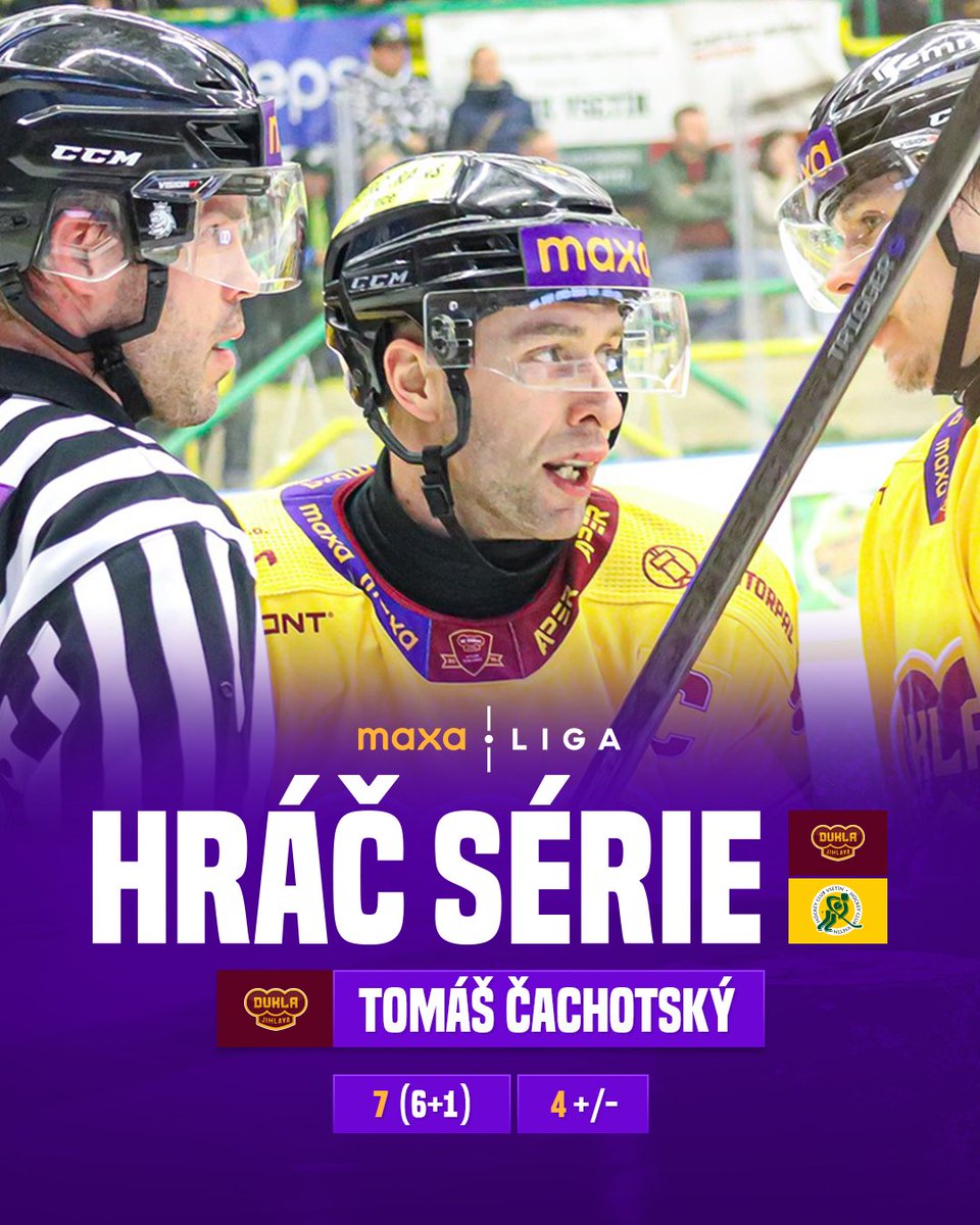 maxaligacz's tweet photo. Tomáš Čachotský táhne Jihlavu! 🔥 V semifinále nastřílel šest gólů a aktuálně vládne bodování play off. 💪

#maxaliga | @hc_duklajihlava https://t.co/qhbM8Lz75G